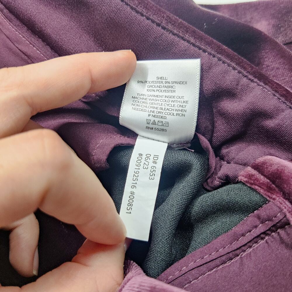 Express Editor HIgh Rise Plum Purple Velvet Relaxed Wide Leg Trouser 10 Witchy - Picture 10 of 14